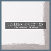 White & Silver Linen Napkins (Set of 4)