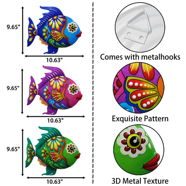 Metal Fish Wall Decor (Set of 3)