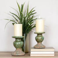 Green Terracotta Pillar Candle Holder