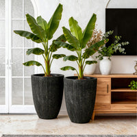Black Fluted Tall Planters (Set of 2)