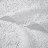 White Damask Quilted Throw