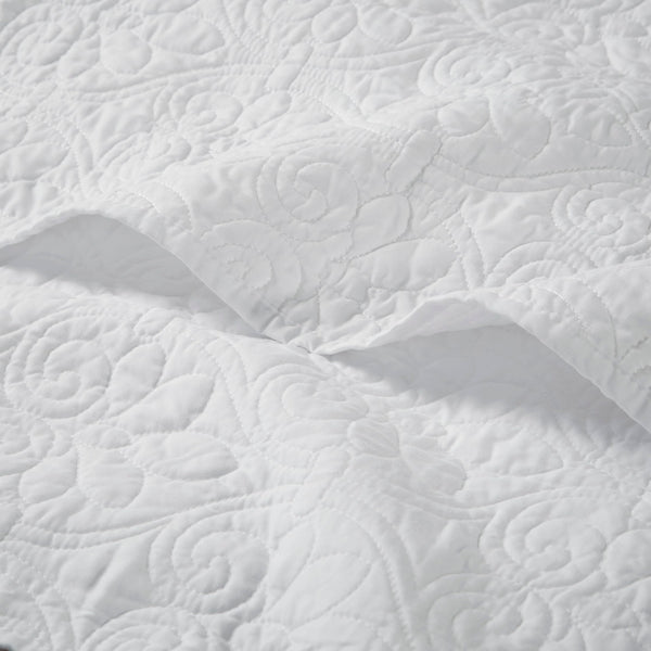 White Damask Quilted Throw