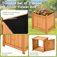 Fir Wood Planter Boxes (Set of 2)