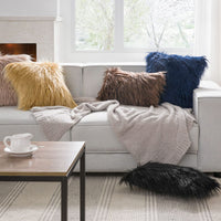 Navy Faux Fur Pillow Cover (Set of 2)