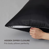 Black Satin Body Pillow Cover