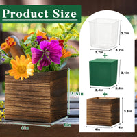 Brown Wood Cube Planters (Set of 12)