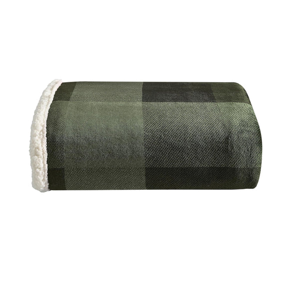 Green Plaid Plush Throw