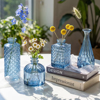 Blue Glass Bud Vases (Set of 12)