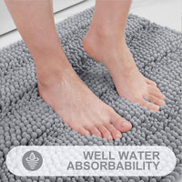 Light Grey Striped Bath Mat