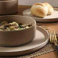 Taupe Porcelain Dinnerware (Set of 16)