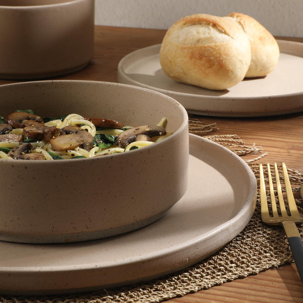 Taupe Porcelain Dinnerware (Set of 16)