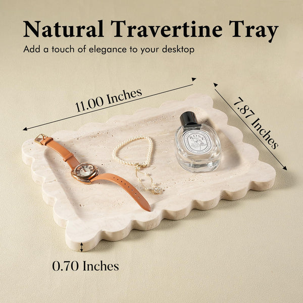 Travertine Scalloped Vanity Tray