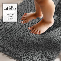 Grey Chenille Bath Rugs (Set of 2)