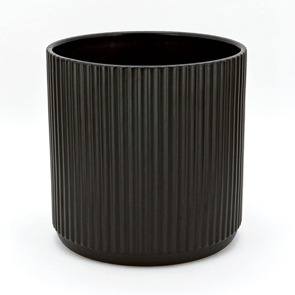 Black Fluted Ceramic Planter