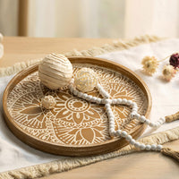 Round Wood Tray with Garland (Set of 2)