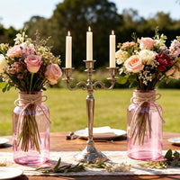 Pink Mason Jar Vases (Set of 6)