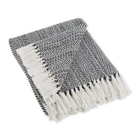 Black Herringbone Cotton Throw