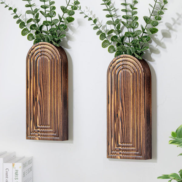 Brown Wooden Wall Planters (Set of 2)