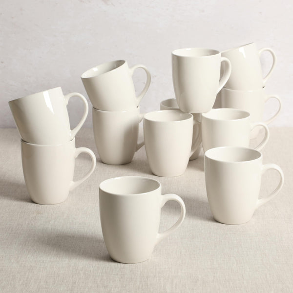 White Porcelain Mugs (Set of 12)