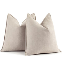 Beige Chenille Throw Pillow Cover (Set of 2)