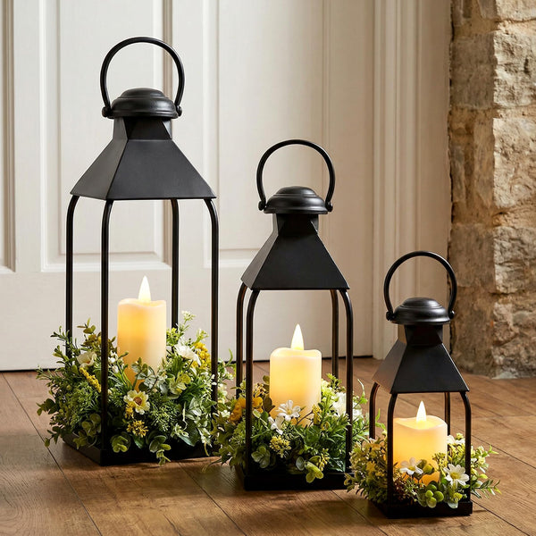 Outdoor Metal Lanterns (Set of 3)