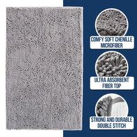 Grey Quick-Dry Chenille Bath Mat