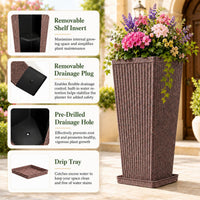 Brown Fluted Square Planters (Set of 2)