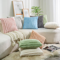 Cream Faux Fur Pillow Cover (Set of 2)