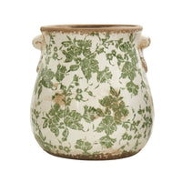 Green Ceramic Scroll Planter