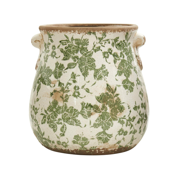Green Ceramic Scroll Planter