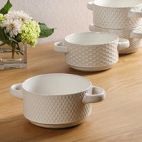 White Handled Soup Bowls (Set of 4)
