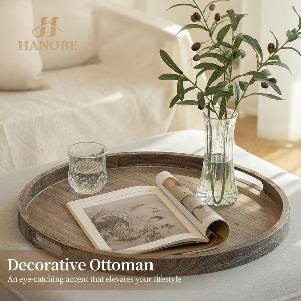 Round Wood Ottoman Tray