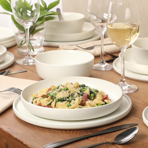 Matte White Stoneware Dinnerware (Set of 16)