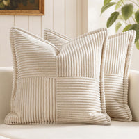 Beige Throw Pillow Cover (Set of 2)
