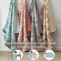 Blue Tie-Dye Faux Fur Throw