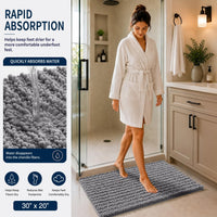 Grey Chenille Bath Rug (Set of 3)