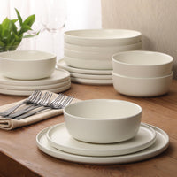 Matte White Stoneware Dinnerware (Set of 16)