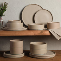 Taupe Porcelain Dinnerware (Set of 16)