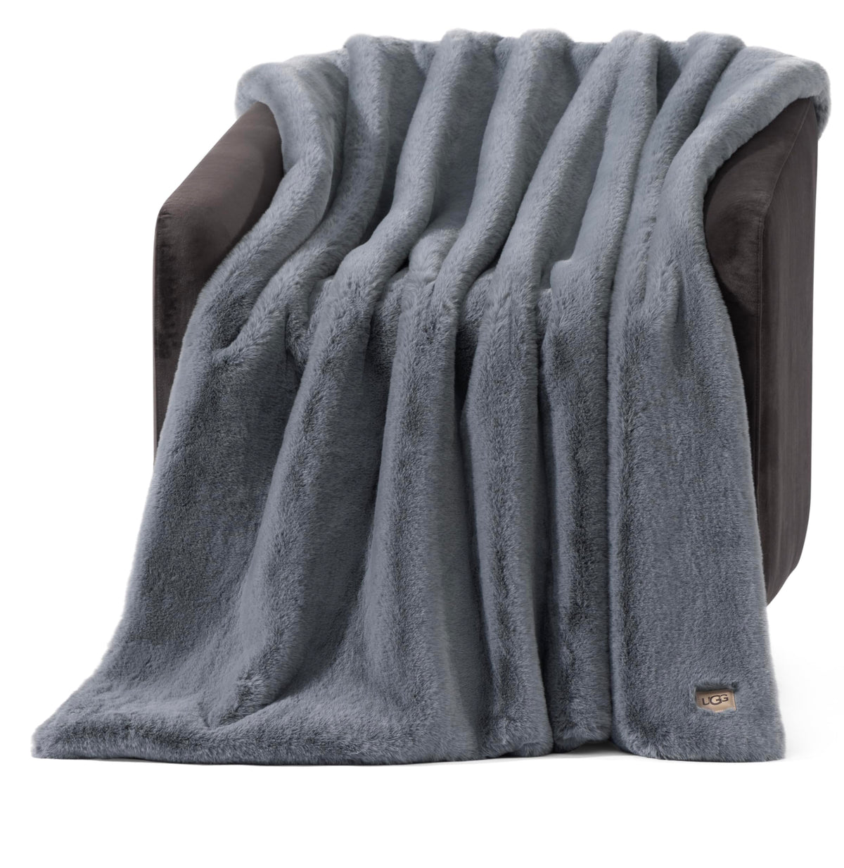 Blue Grey Faux Fur Throw
