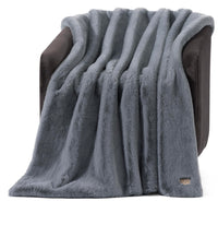 Blue Grey Faux Fur Throw