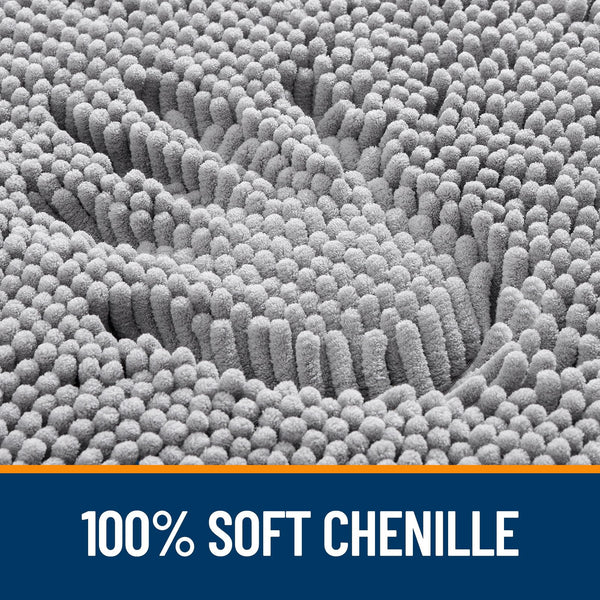 Grey Chenille Bath Mat (Set of 3)