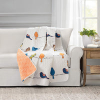 Bird Print Reversible Throw