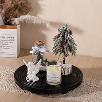 Black Wood Round Riser Tray