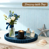 Blue Wooden Round Tray