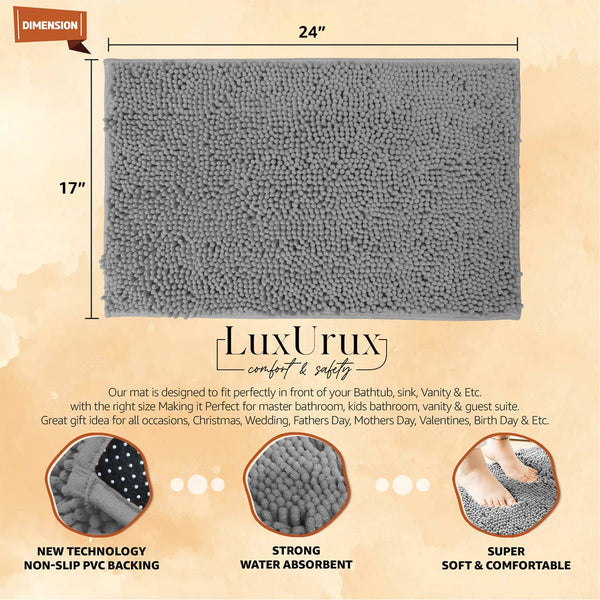 Light Grey Chenille Bath Mat