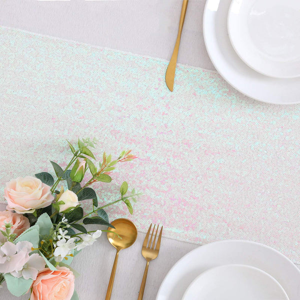 White Iridescent Table Runner