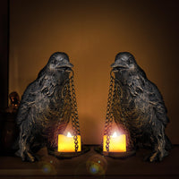 Gothic Raven Tealight Holders (Set of 2)