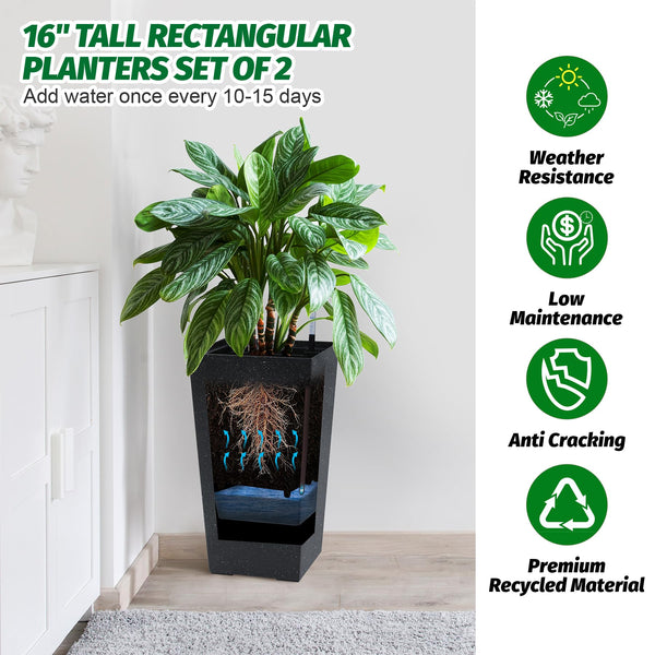 Black Tall Planters (Set of 2)