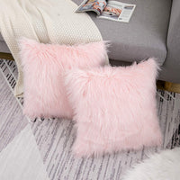 Blush Faux Fur Pillow Cover (Set of 2)