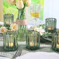 Green Glass Tealight Holders (Set of 6)